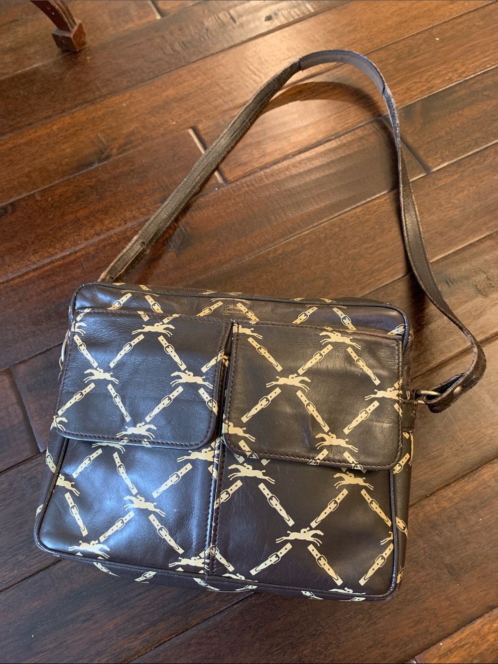 Vintage Longchamp Brown Patterned Crossbody or Shoulder Bag Made in France 🇫🇷